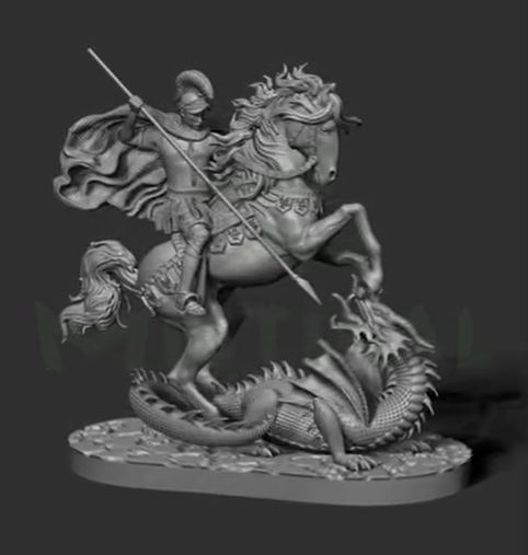 São Jorge em miniatura impresso em 3D